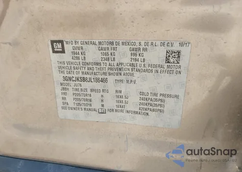 2018 Chevrolet Trax Ls from USA, damaged, VIN 3GNCJKSB8JL186466